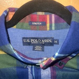U.S. Polo Assn. Men's Blue and Green Plaid Shirt